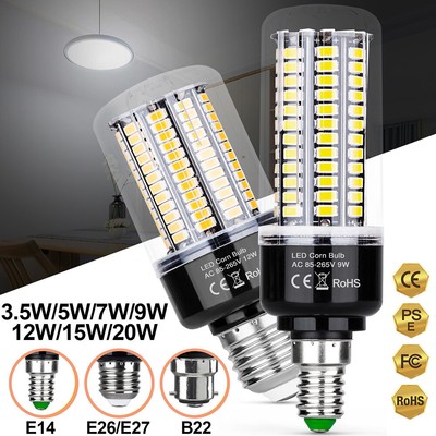 LED Bulb 20W 15W 12W 9W 7W 5W Corn Light 85-265V E26/27 E14 B22 LED Bulb Lamps
