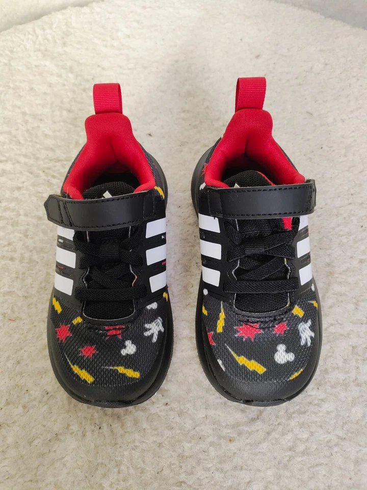 Adidas X Disney FortaRun 2.0 Mickey Boys Sneakers 6K Black Mesh Lace Up Shoes - Image 3 of 4