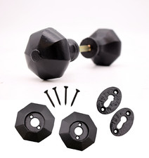 Black Iron Door Knobs Cast Oval Round Octagonal Hexagonal Tudor Rim Or Mortice