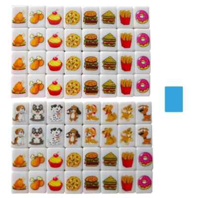 Mahjong Voyage Chiens Et Nourriture - 65 Blocs De 30 Mm Avec Autocollants - Sac De Rangement Inclus - Jeu Familial