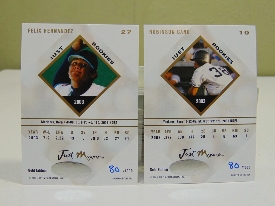 2003 Just Minors Rookies Baseball Cards #1-76 Gold Set 80/1000 Felix Hernandez - Image 3 of 3