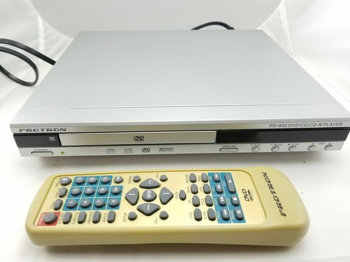 Protron CD/DVD/CD-R Video Player Model PD-800 Slim Silver REMOTE Included Tested