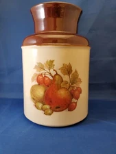McCoy 253 Decorative Crock w/o Lid Milk Can Style Fruit and Nuts Design Flour
