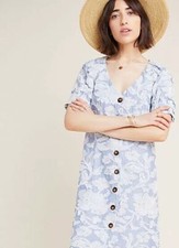 Vanessa Embroidered Button-Front Dress by Waverly Gray Size Large