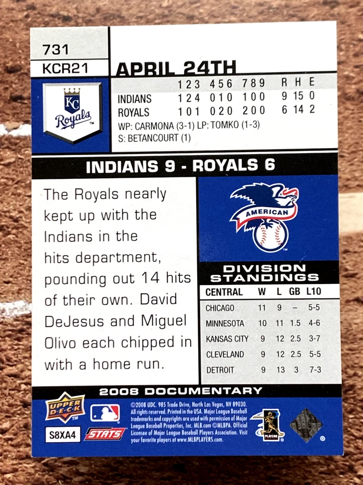 2008 Upper Deck Documentary Gil Meche #731 - Image 2 of 2