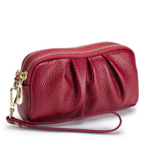 Genuine Leather Wristlet Wallet for Women Stylish Ruched Wristlet Clutch Purse - Picture 29 of 29