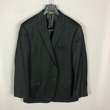 Hickey Freeman Black Micro Stripe Notch Lapel Wool Suit Jacket Size 42R