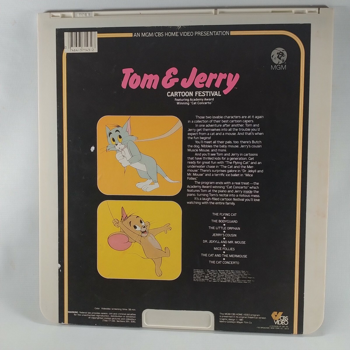 CED DISC* TOM & JERRY Cartoon Festival/Cat Concerto vintage