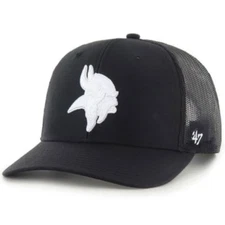 Minnesota Vikings '47 Brand Black with White Logo Trucker Adjustable Hat