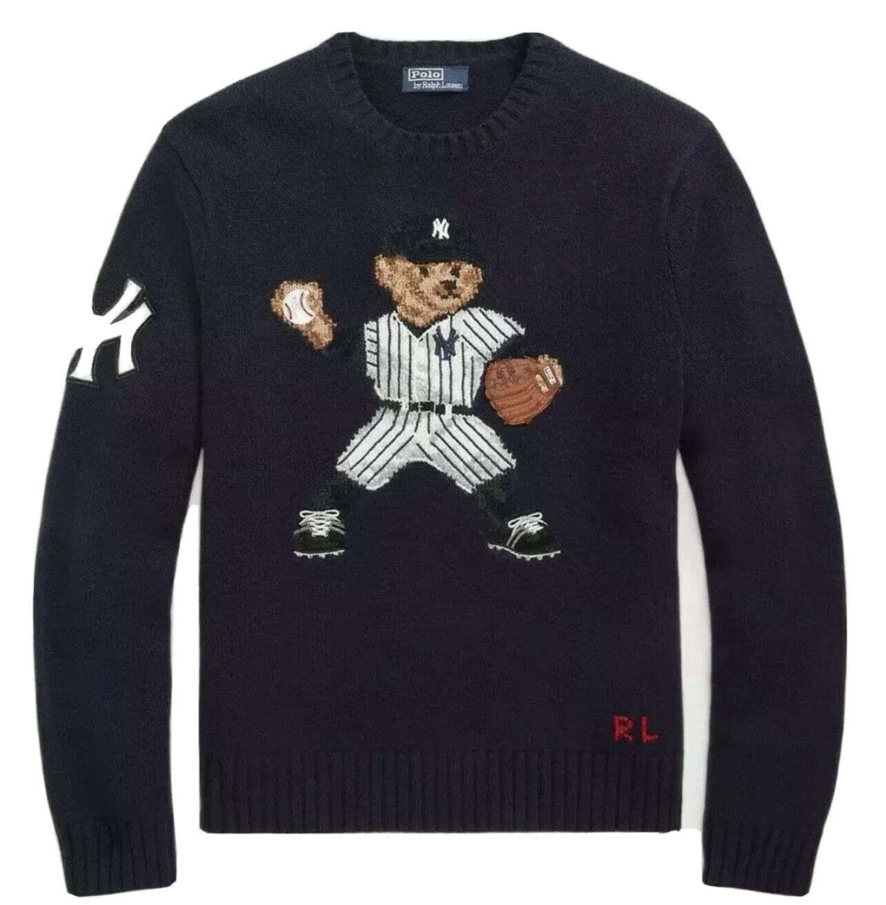 Polo Ralph Lauren New York NY Yankees Bear Sweater Blue XL | eBay