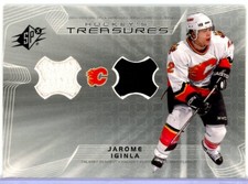 2001-02 SPx Hockey Treasures #HTJI Jarome Iginla DUAL JERSEY - Calgary FLAMES