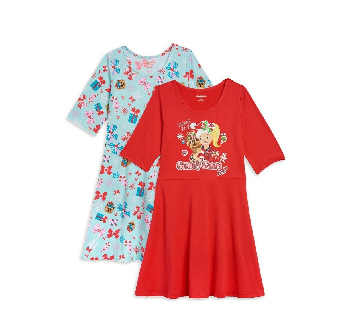holiday dresses size 6 Jojo Siwa Girls 3/4 Sleeve Play Dress, 2-Pack, Sizes 4-10