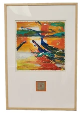 ICONIC SIGNED DOMINIC CHENG GOLD LEAF CONTEABSTRACT MIXED MEDIA PAINTING 25"x37"