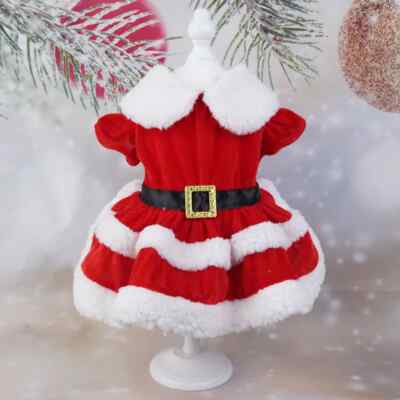 Festive Christmas Pet Costume Red Santa Claus Dress Small Pet Dog