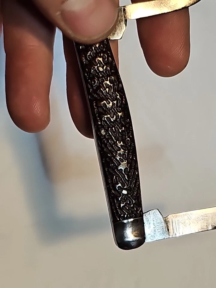 Cuchillo de 2 hojas con mango de ciervo Savoy Cutlery Co. Alemania raro de principios de 1900. Gran Snap Foto 4 de 4