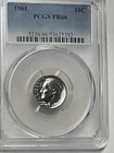1961 Roosevelt Silver Dime PCGS MS 66 Blast Vintage 90% Silver Philadelphia Mint
