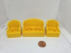 Vintage Fisher Price little people yellow living room sofa/couch & 2 chairs