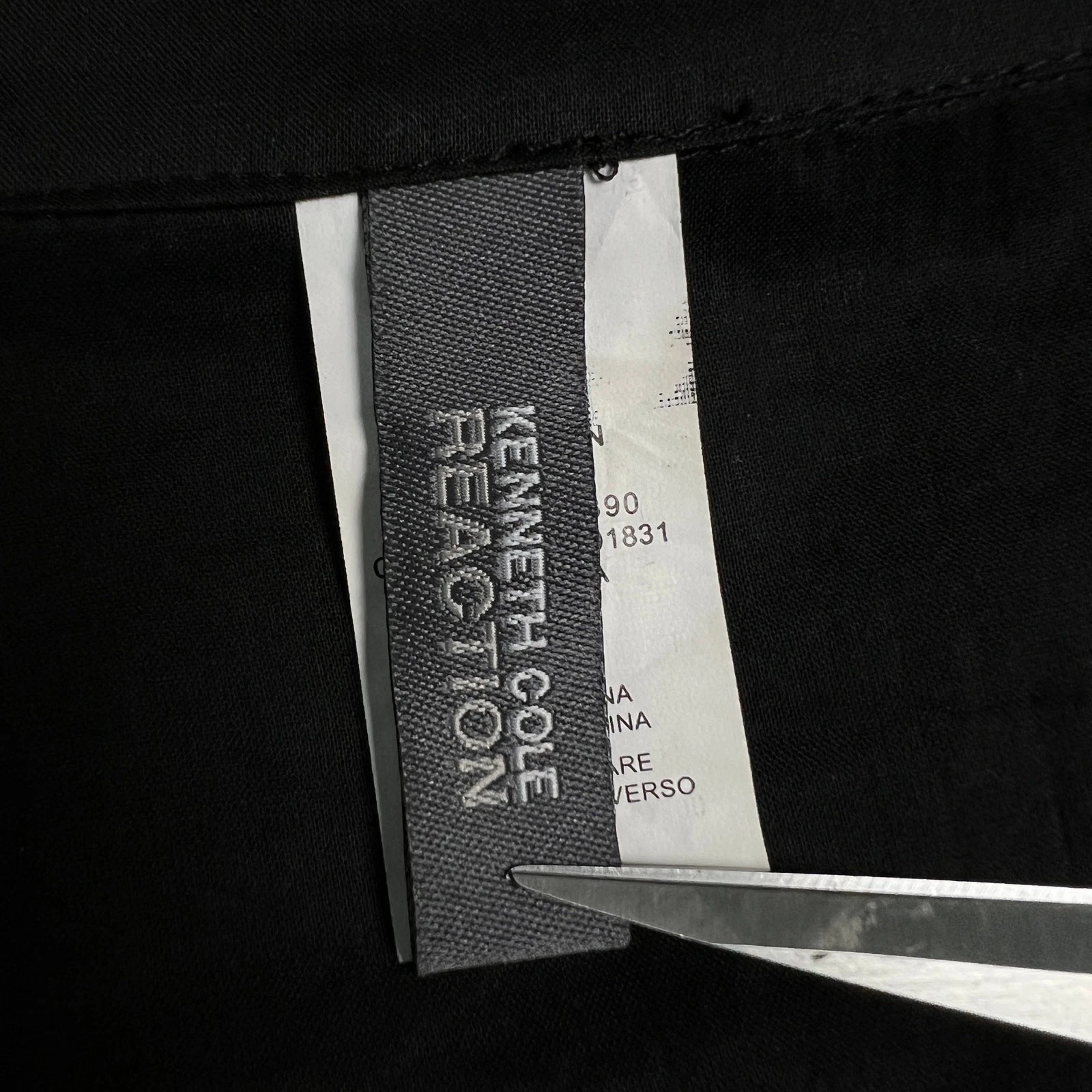 VETEMENTS Abito camicia tunica Kenneth Cole Reaction SMALL nero Popover plissettato semi trasparente