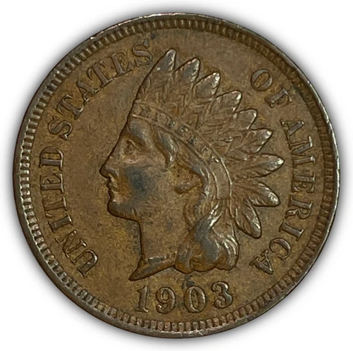 1903 Indian Head Cent Almost Uncirculated AU Coin #28092