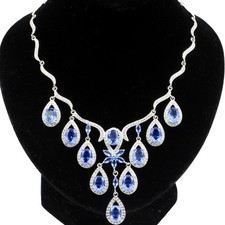 Stunning Violet Tanzanite Females Daily Wear Silver Necklace 18.0-18.5inch