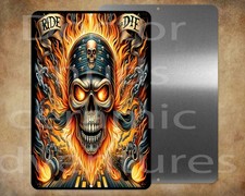 RIDE OR DIE FLAMING SKULL bikers motorcycle 8 x 12" metal sign made in USA