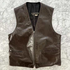 Vintage 70s AMF Harley Davidson OEM Genuine Leather Brown Vest Sz 42 Sportster