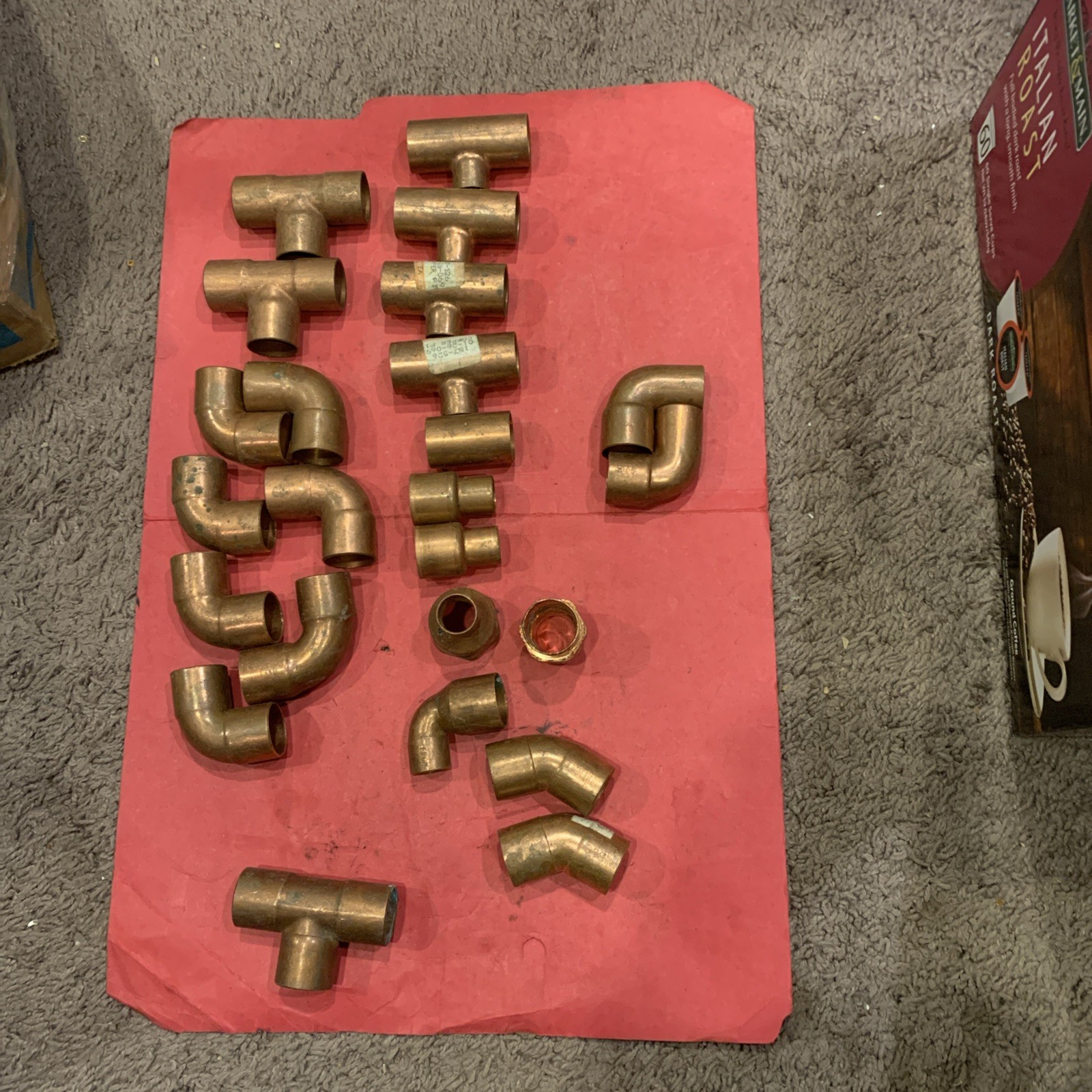 LOT OF 24 3/4/7/8" Copper Sweat Fittings Assortment Elbows Tees Couplings NOS