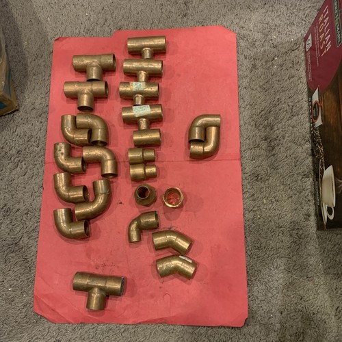 LOT OF 24 3/4/7/8" Copper Sweat Fittings Assortment Elbows Tees Couplings NOS