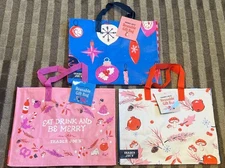 LOT OF 3 Trader Joes Christmas Reusable Holiday Gift Bags Set Of 3 New Release