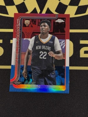 2025-26 Topps Chrome Derik Queen Red, White and Blue Refractor RC