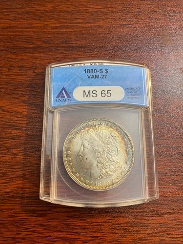 1880-S Morgan Silver Dollar ANACS MS65 Gem Uncirculated SF Mint - Lot #18