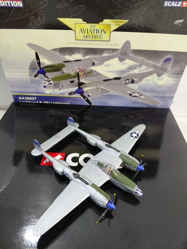 Corgi Aviation Archive Die Cast 1:72 Scale Lockheed P-38J Lightning Airplane - Image 2 of 4