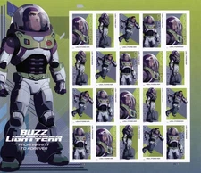 US 2022 MNH # 5709 - 5712C IMPERF NDC BUZZ LIGHTYEAR PANE OF 20 FOREVER STAMPS