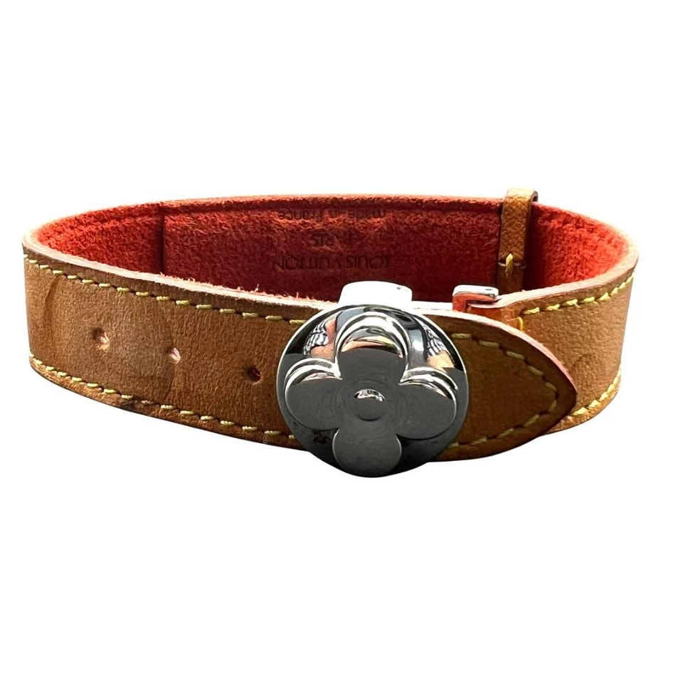 Pulsera Louis Vuitton Buena Suerte Cuero Marrón Plata M34448 Usada Foto 4 de 4