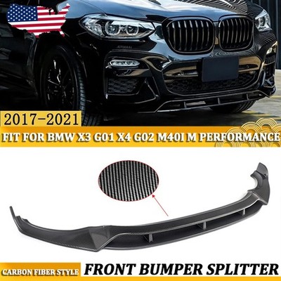 2 Segment Style Carbon Look Front Splitter Lip For 2018-2021 BMW X3 G01 X4 G02