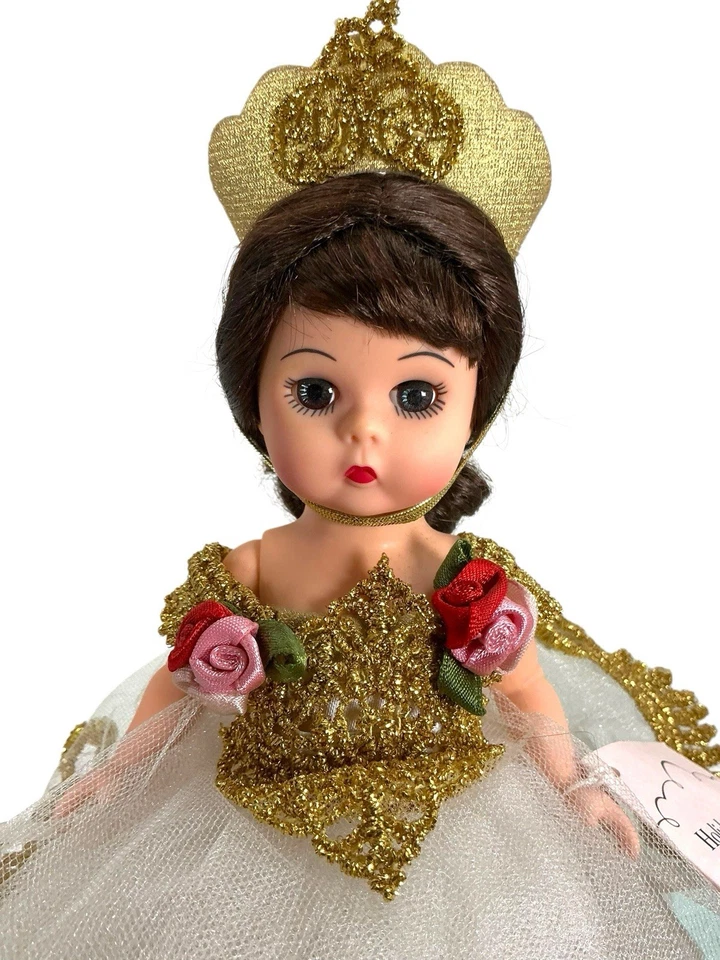 Vtg 2001 Madame Alexander Holiday Ballerina # 28525 Blanco con vestido dorado EUC Foto 3 de 4