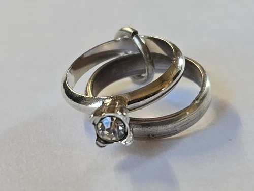 Sterling Silver ~ WEDDING RING Charm ~ Mini Wedding & Engagement! ~ VINTAGE