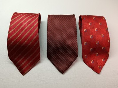 Set 3 Seidenkrawatten STRELLSON FELICIANI TRENDY Rot Bordeaux Geometrische Streifen