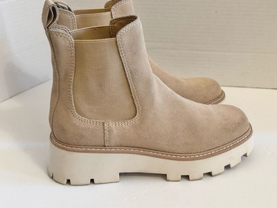 Chelsea Suede Ankle Boots - Light Beige Light Beige Suede Boots for Girls — Leah 2.0 by Age of Innocence main image 3