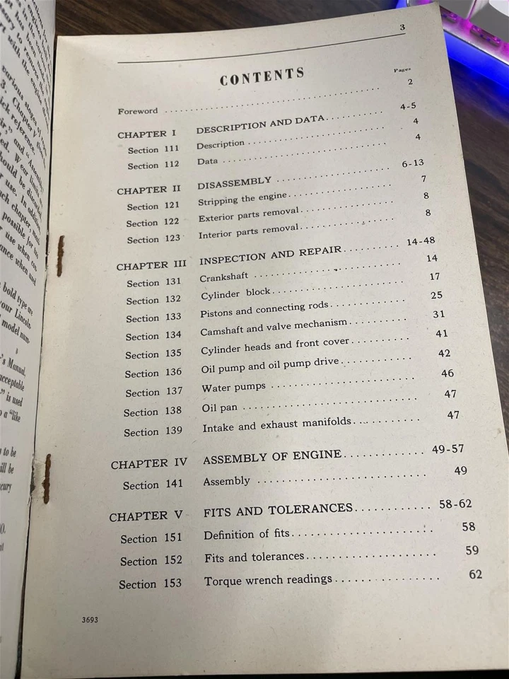 Lincoln V12 Engine Shop Manual 1936 1937 1938 1939 1940 1941 1946 1947 1948 Foto 4 de 4