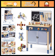 Kids Wooden Tool Bench Set - Large Storage, Perfect Gift for Ages 3 - Fun Edu