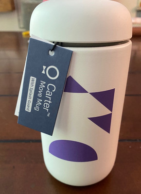 Fellow 12 oz Carter Move Travel Mug with Splash Guard Matte White Raptive Logo