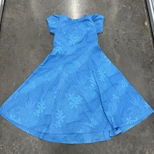 T L Muumuu Factory Hawaii Blue Floral Lei Women  s Size 11/12 Long Dress NWOT