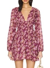 free people v neck Cotton floral dress Pink Mini Size Xs