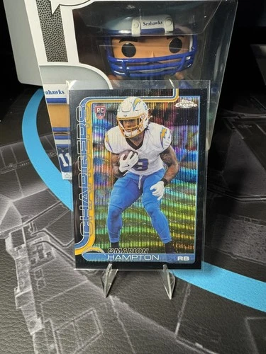 2025 Topps Chrome Football Black Wave Refractor Omarion Hampton #324