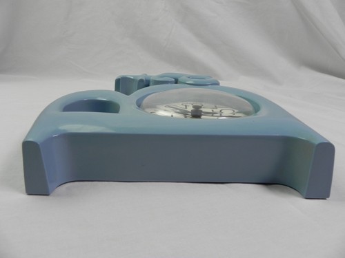 VTG BURWOOD PRODUCTS BATH New Haven Wall Clock BABY Blue Mid Century WORKS - Picture 7 of 12