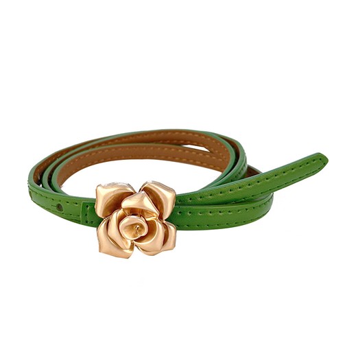 Genuine Leather Thin Belt Jeans Dress Waistband Strap Flower Buckle Adjustable - Picture 8 of 37