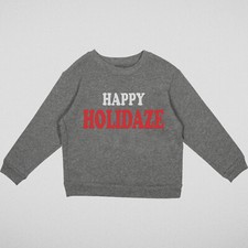 $75 Tiny Whales Kids' Boys' Gray Happy Holidaze Pullover Sweatshirt Size 8