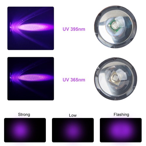 365nm UV Ultra Violet LED Flashlight Blacklight Lamp Inspection EDC illumination - Imagen 14 de 32