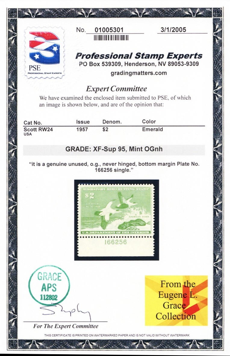 RW24, Mint NH XF/Superb $2 Duck Stamp - PSE Graded 95 * Stuart